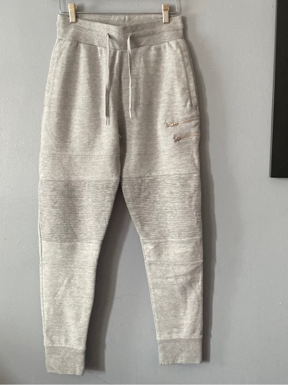 Zara Light Gray Ribbed Knit Joggers